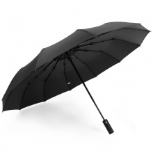 12骨黑胶全自动晴雨伞 商务抗风折叠雨伞