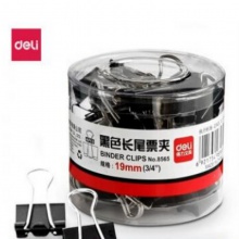 得力(deli)48只25mm黑色长尾票夹 金属票据夹燕尾夹铁夹子 中号8564