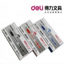 得力 6601 拔盖签字笔 0.5mm (计价单位:盒) 黑 (12支/盒)