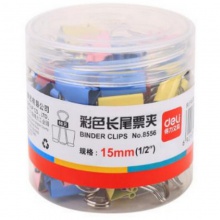 得力(deli) 8556 15mm彩色长尾夹/长尾票夹 60只/筒