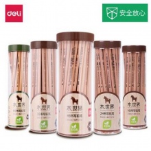 得力 S907 黑色 原木2B铅笔考试专用学生铅笔 50支/桶