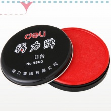 得力 9860 快干印台/100mm大号得力印泥 红色