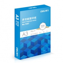得力（deli）蓝系列 80g A3 复印纸 500张/包 7397