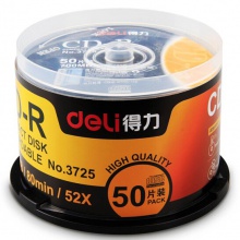 得力（deli）3725 空白CD刻录光盘 CD-R/52X/700MB 50片/筒