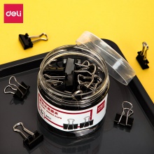 得力8566-6#黑色长尾票夹15mm（60只/筒）